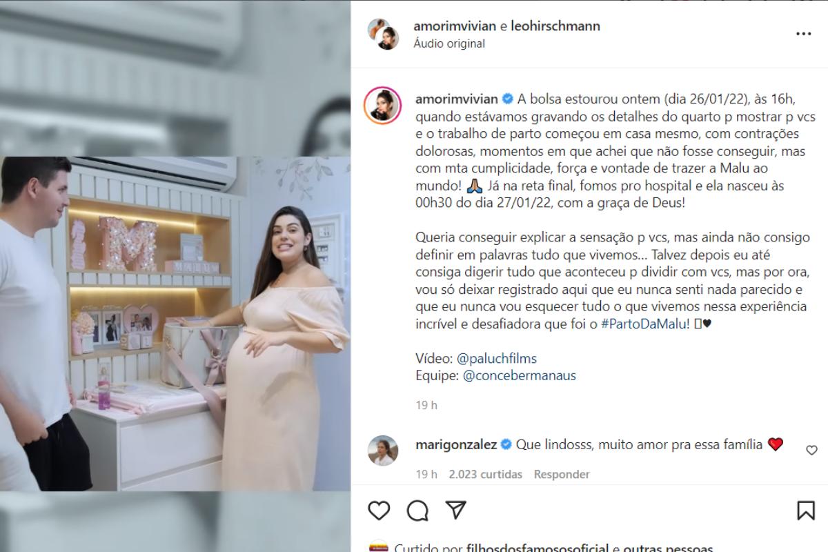 Vivian Amorim mostrou detalhes do dia em que conheceu a filha pela primeira vez!