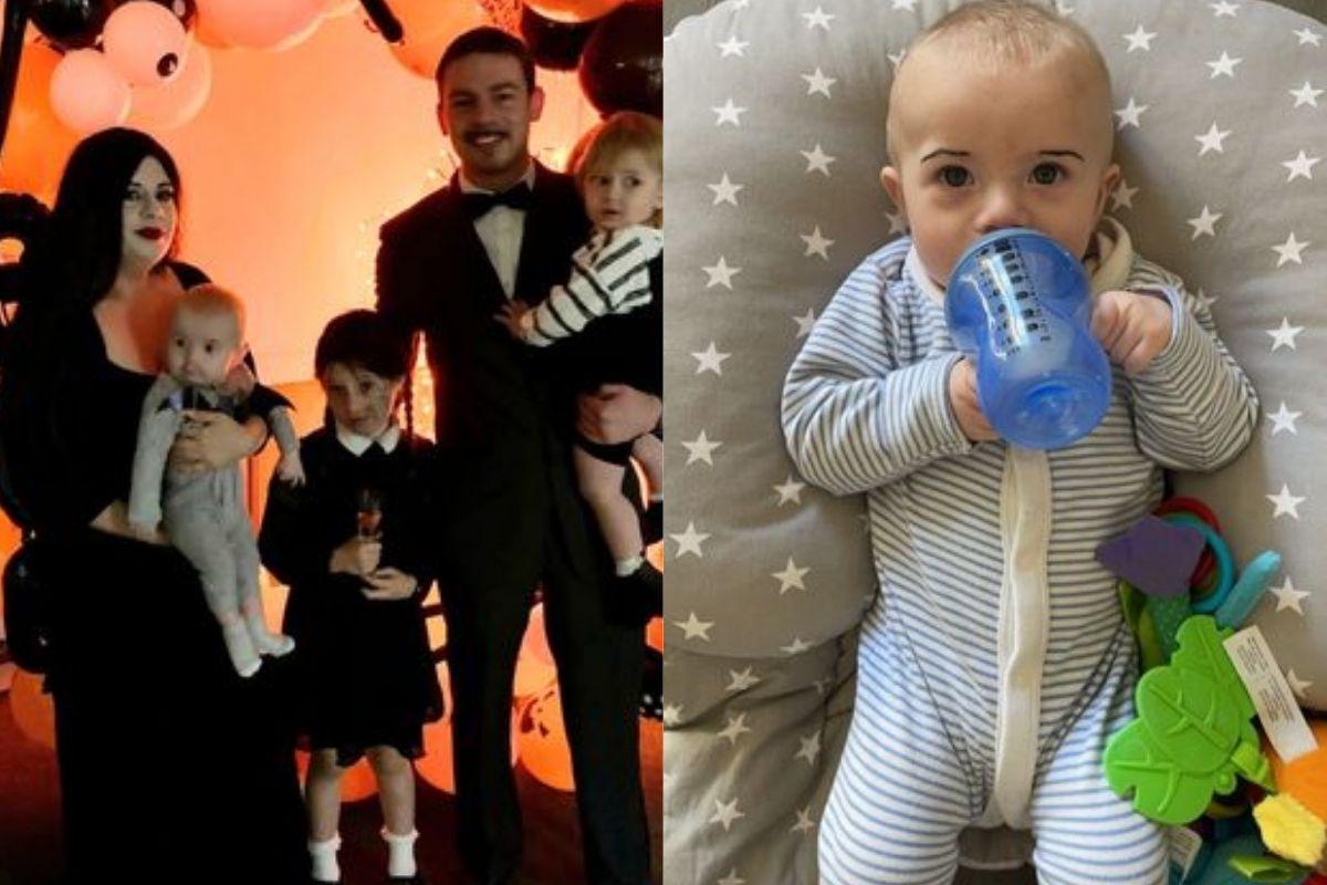Chloe e a família se fantasiaram de 'A Família Addams'