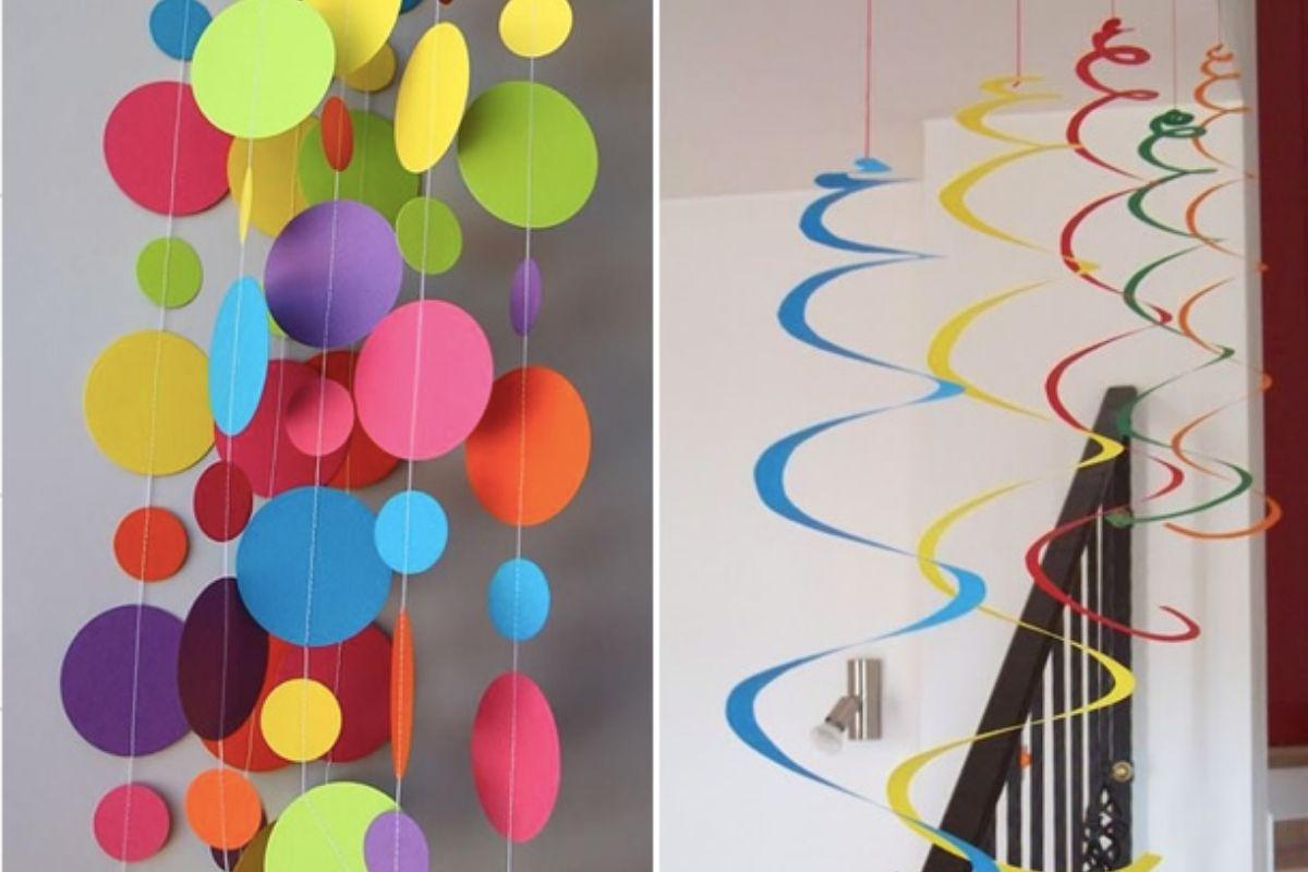 Crie seus móbiles coloridos de cartolina para deixar a decoração de carnaval da sua casa mais bonita