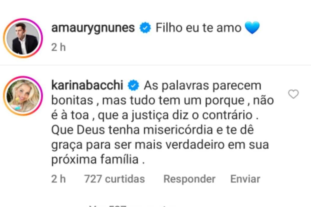 Karina Bacchi comentou na publicação de Amaury Nunes