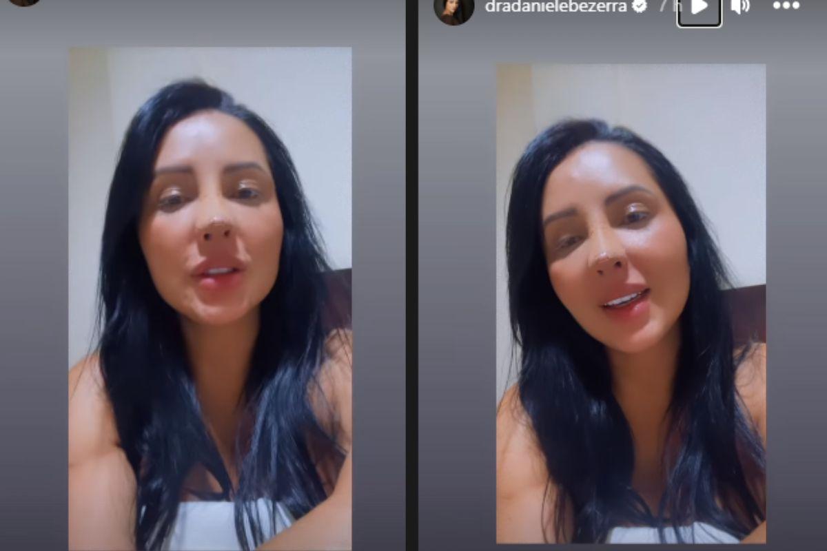 Stories de Daniele Bezerra falando sobre o caso Vitória