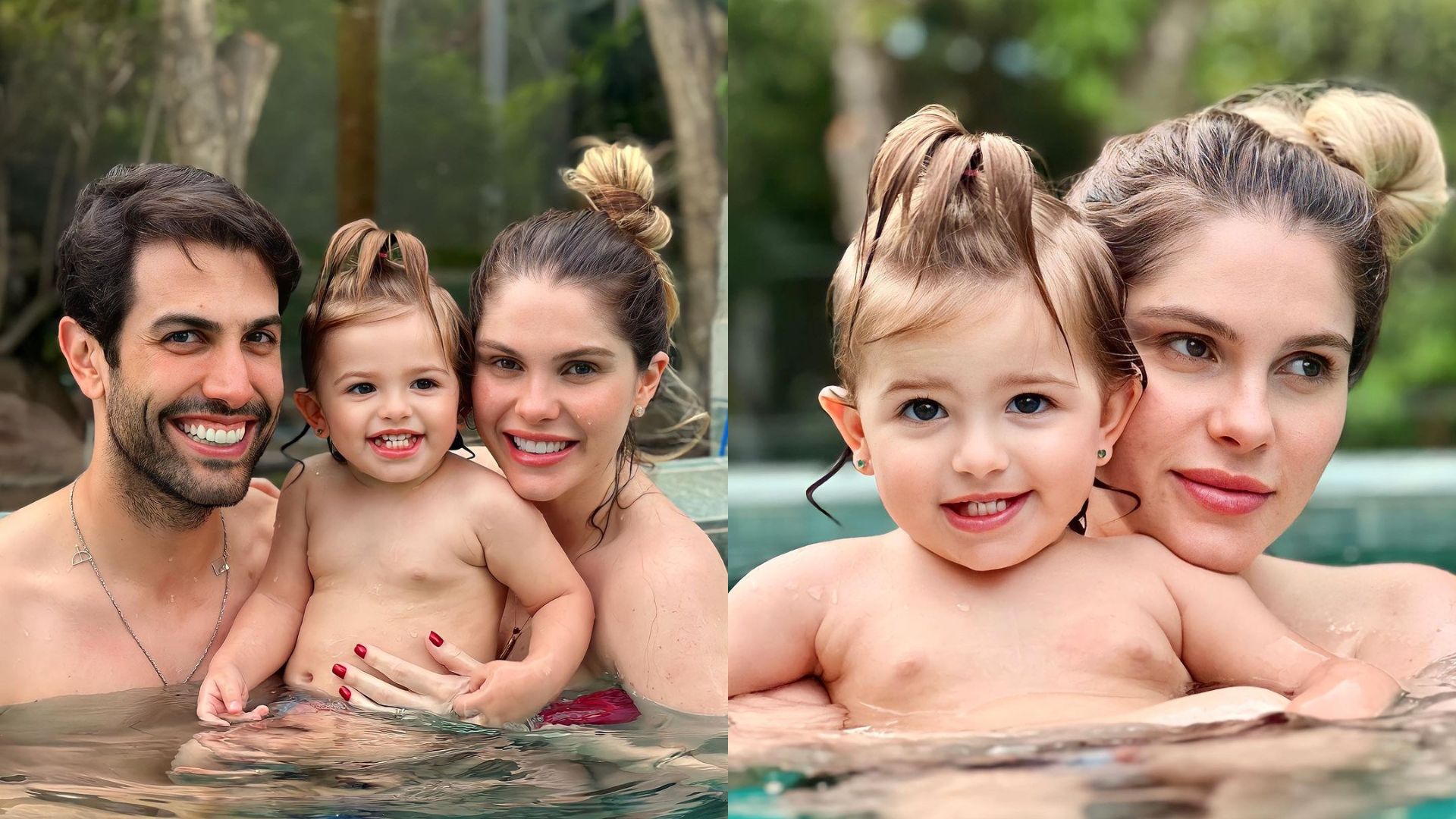 Bárbara Evans com o marido e a filha Ayla