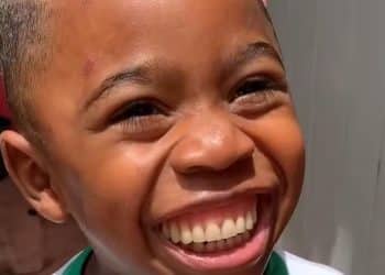 Menino de 3 anos coloca a dentadura da avô e família cai na gargalhada