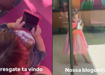 Mini blogueiras em ação: filhas de Virginia registram lagarto na mansão da família