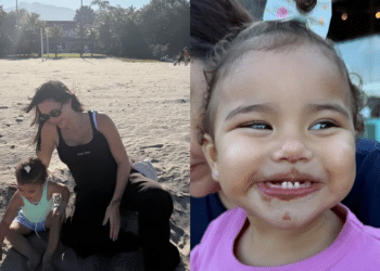 Grávida de 8 meses, Bruna Biancardi compartilha momento fofo com Mavie na praia