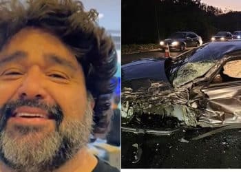 Fabiano, dupla de César Menotti, sofre acidente e capota o carro em estrada de MG