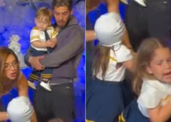 Filhas de Virginia brigam durante ‘parabéns’ de José Leonardo e roubam a cena; veja o vídeo