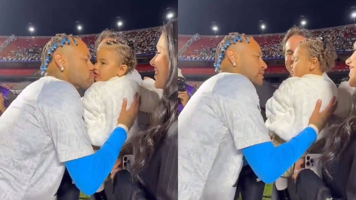 Bruna Biancardi aparece com Mavie nas arquibancadas durante partida de  Neymar - Pais e Filhos
