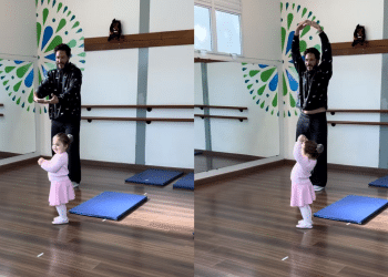 Eliezer participa de aula de balé da filha Lua: “As amiguinhas não foram”