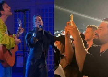 Sandy se apresenta em show com o ex e o atual na plateia