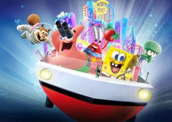 Personagens de Bob Esponja em pôster da animação.