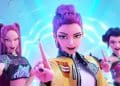 Personagens de Guerreiras do K-pop em cena do filme.