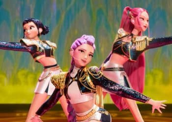 Personagens de "Guerreiras do K-pop" em cena do filme.