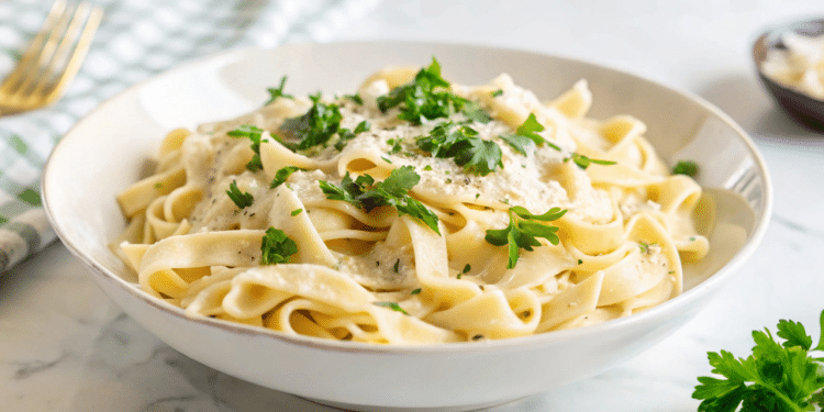 Receita de macarrão cremoso.