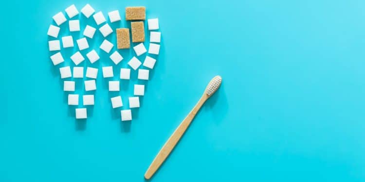 Representação de um dente com cáries.