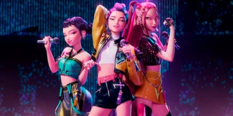 Guerreiras do K-pop em cena do primeiro filme.