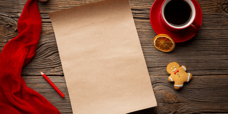 Papel sob a mesa para criança fazer sua cartinha de Natal