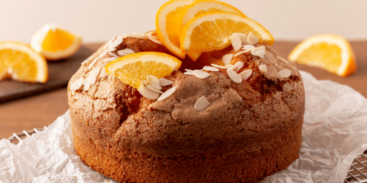 Receita de bolo de laranja sem glúten e com fibras.