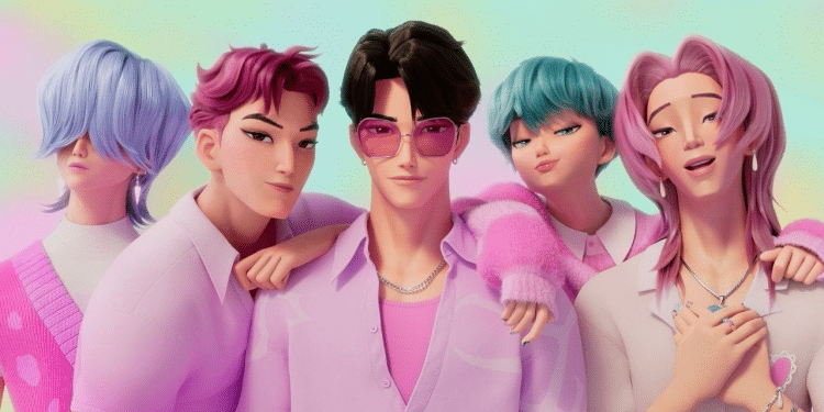 O sucesso estrondoso de Guerreiras do K-pop na Netflix abriu portas para que os rivais das protagonistas, o grupo Saja Boys, ganhasse vida. foto: Netflix/Divulgação