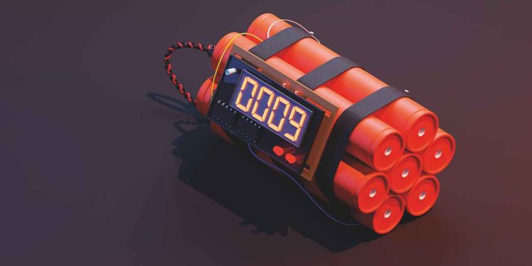 Bomba relogio prestes a explodir simbolizando a a síndrome da mãe esgotada